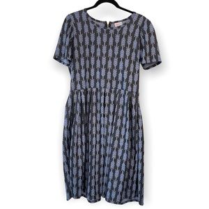 Arrow print black fit & flare amelia pleated midi dress XL